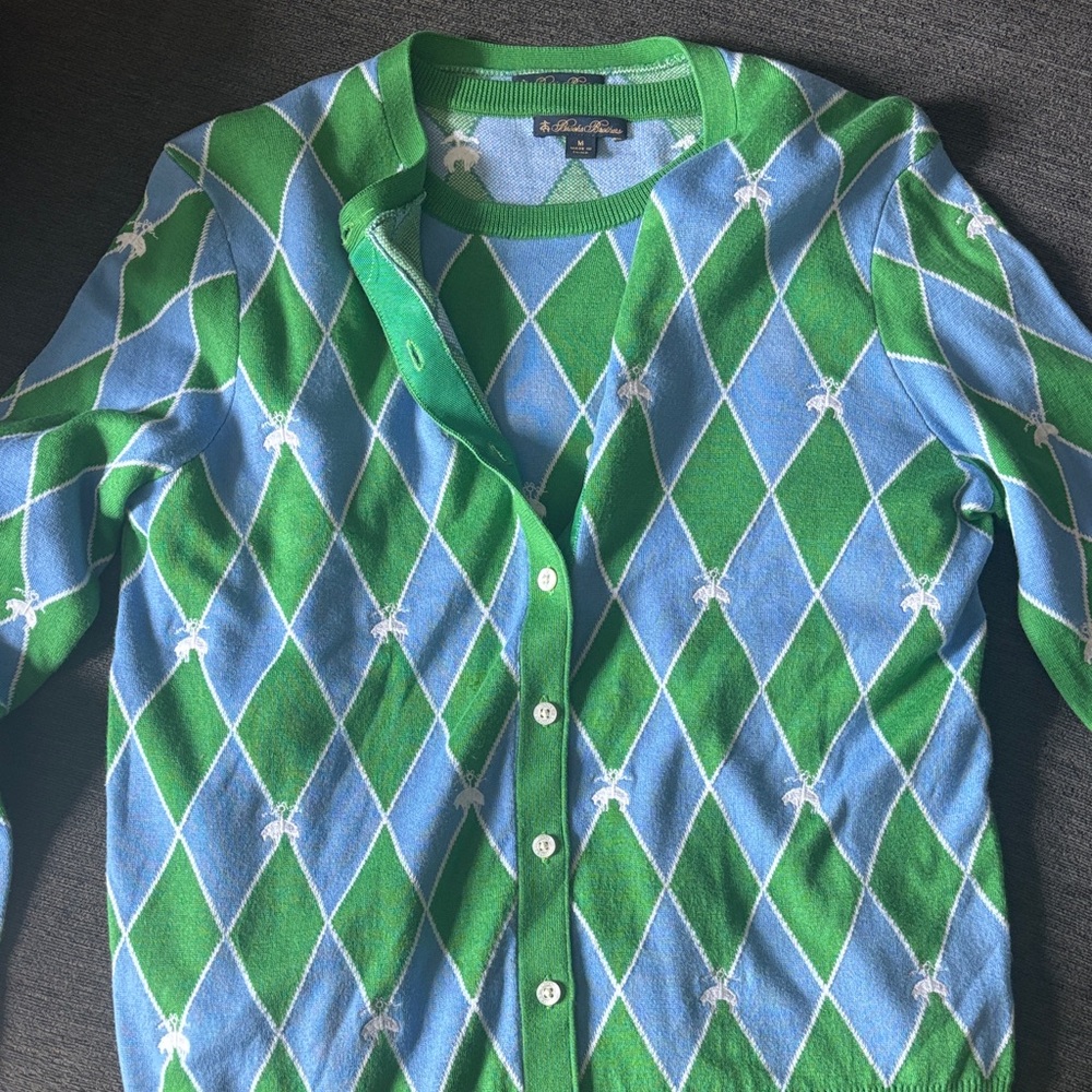 Brooks brothers Green and Blue Argyle Cardigan set